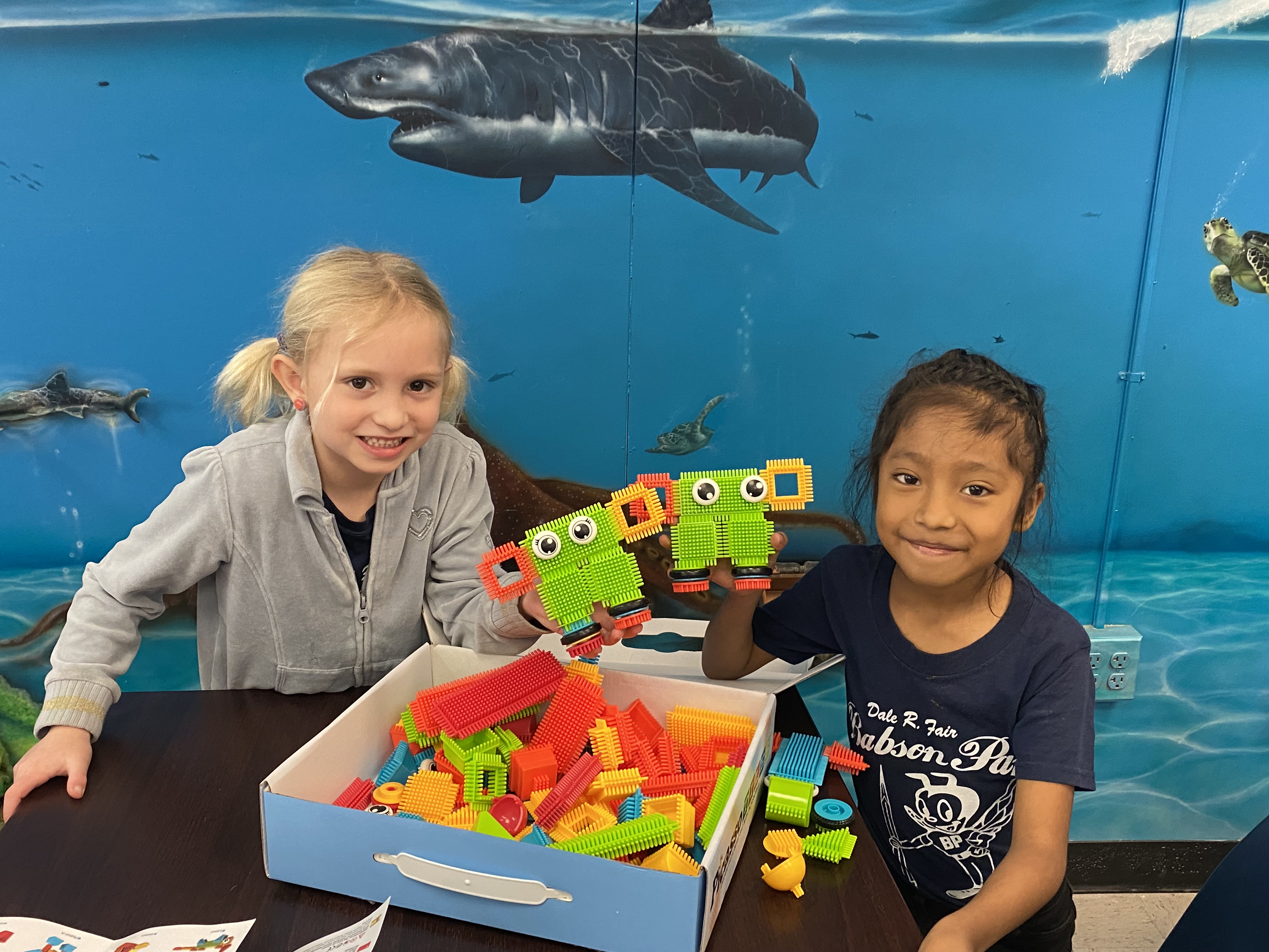 Kindergarten students exploring how to be an engineer with Bristle toys.
