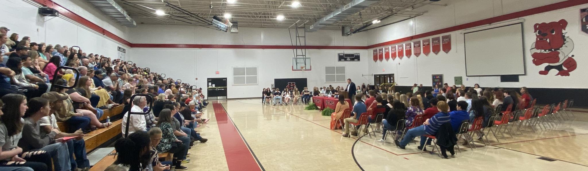 HCMS Awards day in the gym 