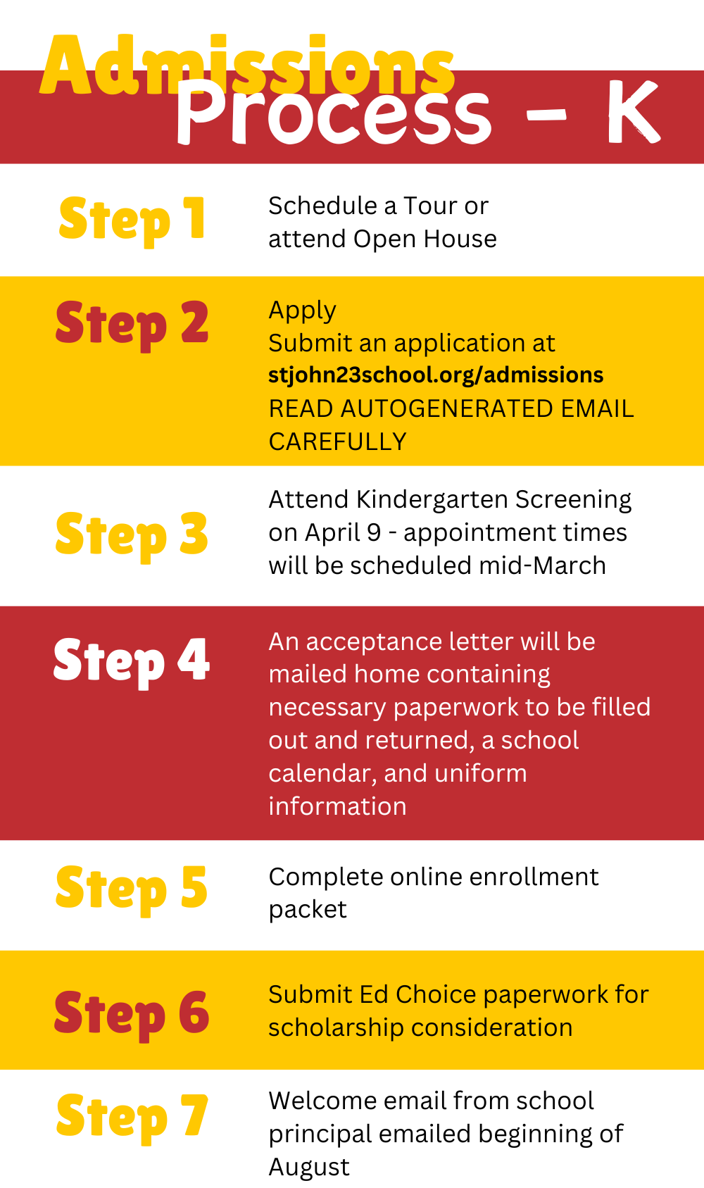 Kindergarten Admissions Process Kindergarten Admissions Process