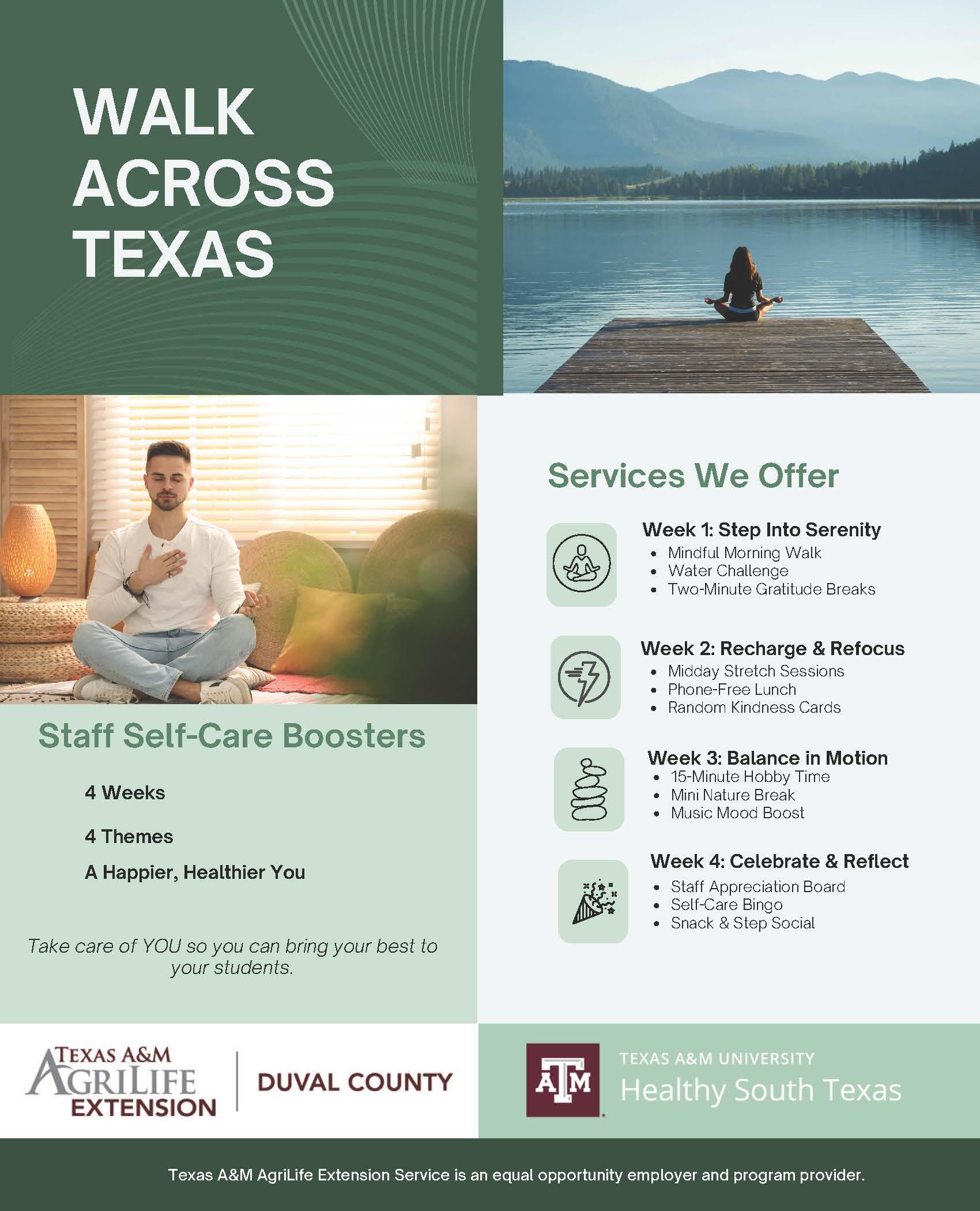 Walk Across Texas - Staff Weekly Agenda Walk Across Texas - Staff Weekly Agenda