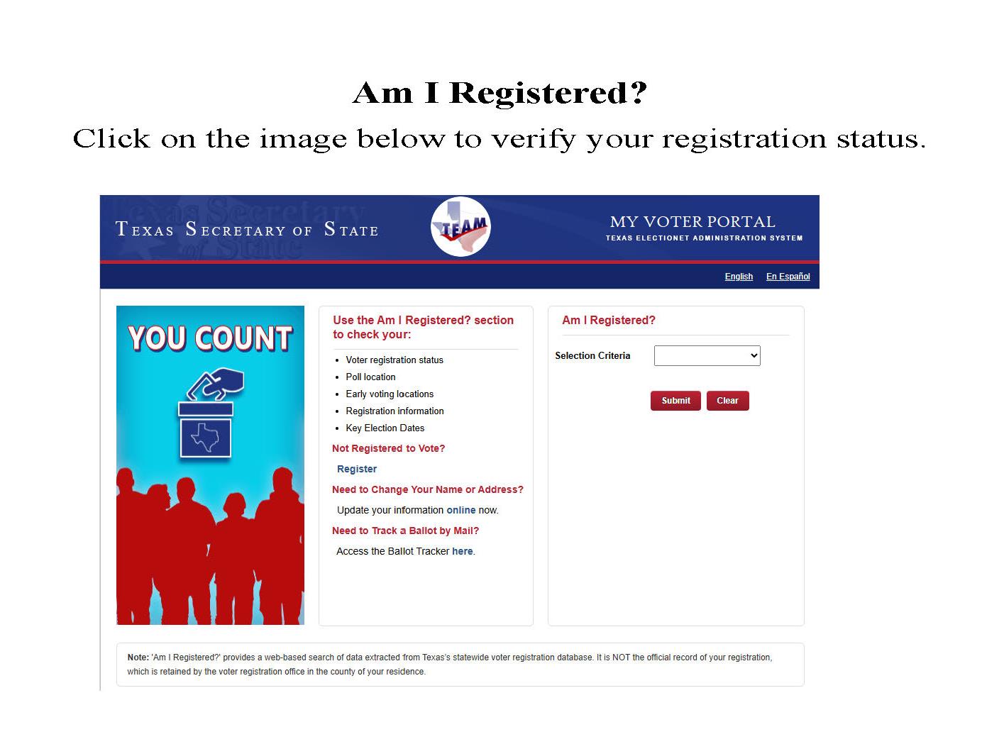 Am I Registered? link Am I Registered? link