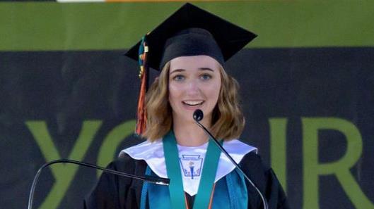 Student speaking at Graduation
