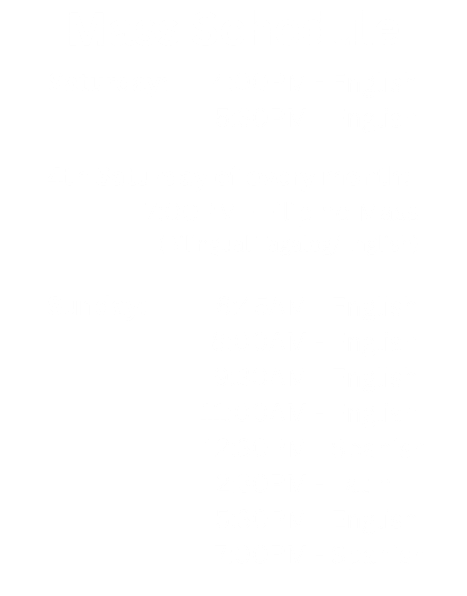 mass times (left) mass times (left)