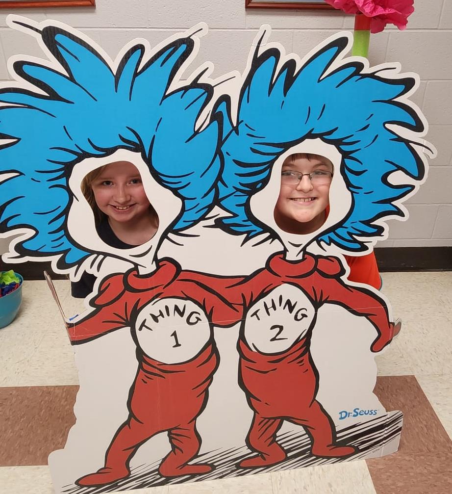 Read Across America Week. Dr. Seuss would be 120 years old this year. We are celebrating with special props! Students enjoyed taking pictures with them this week!