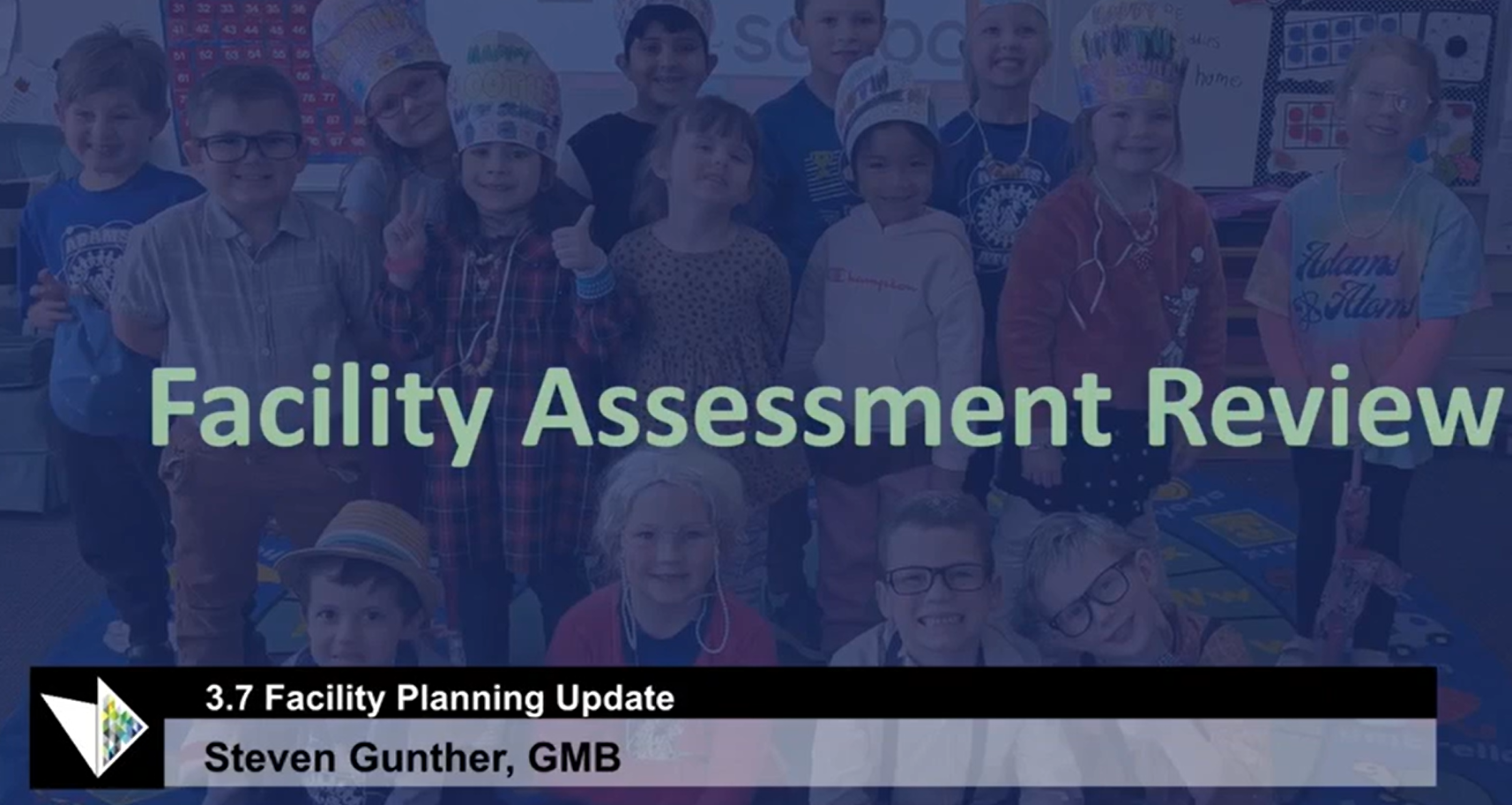 A screengrab that says Facility Assessment Review during the March Board of Education meeting A screengrab that says Facility Assessment Review during the March Board of Education meeting