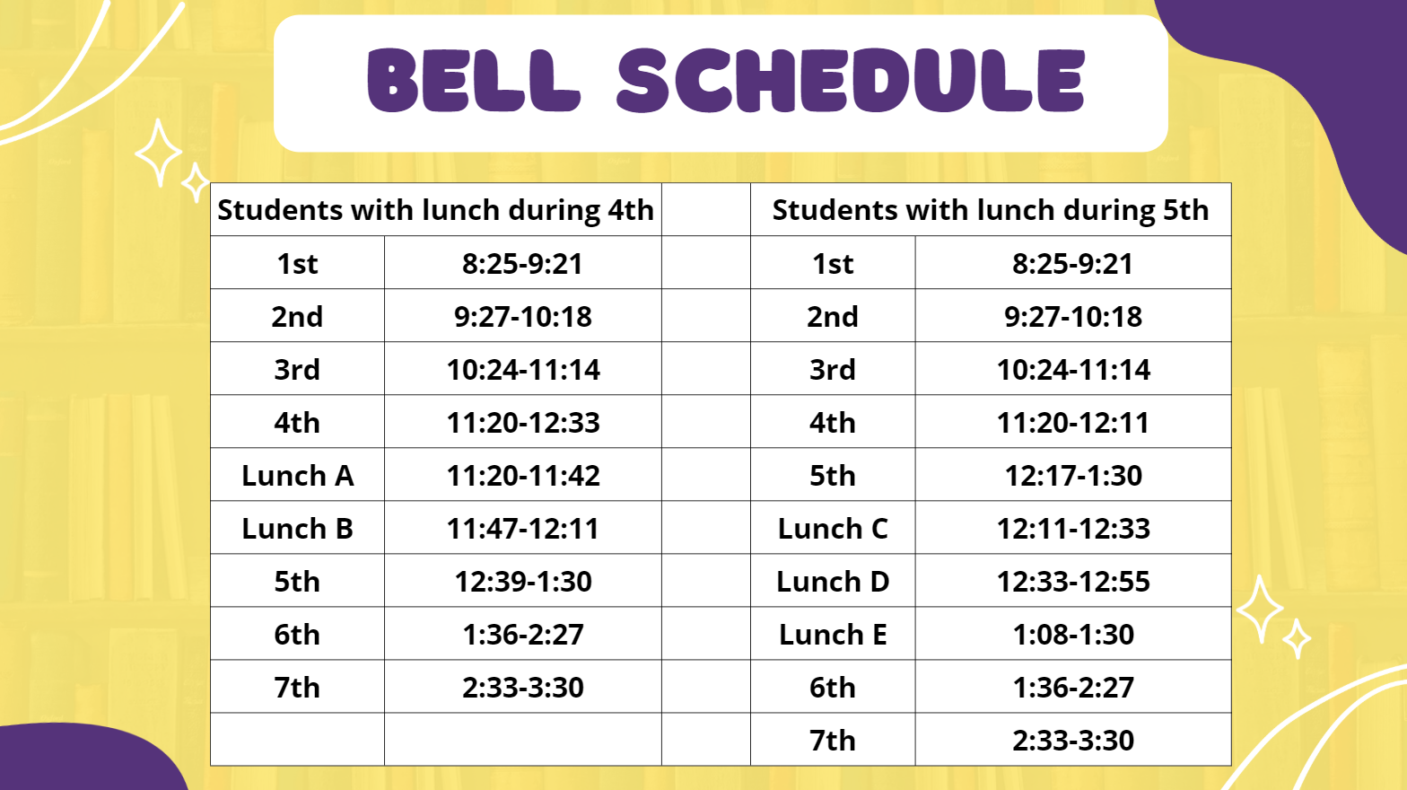 Bell Schedule Bell Schedule