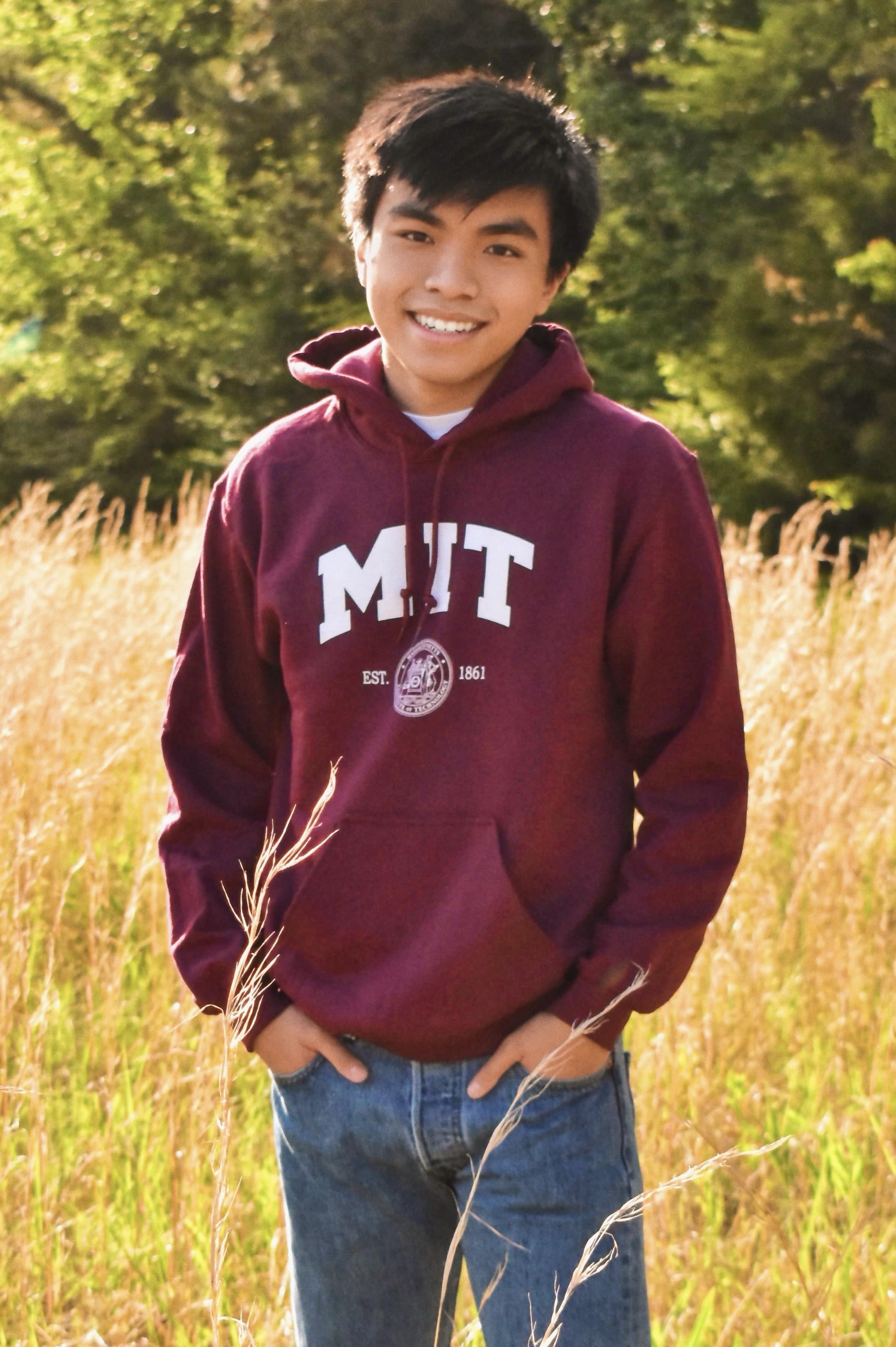 JPII alum wearing MIT sweatshirt