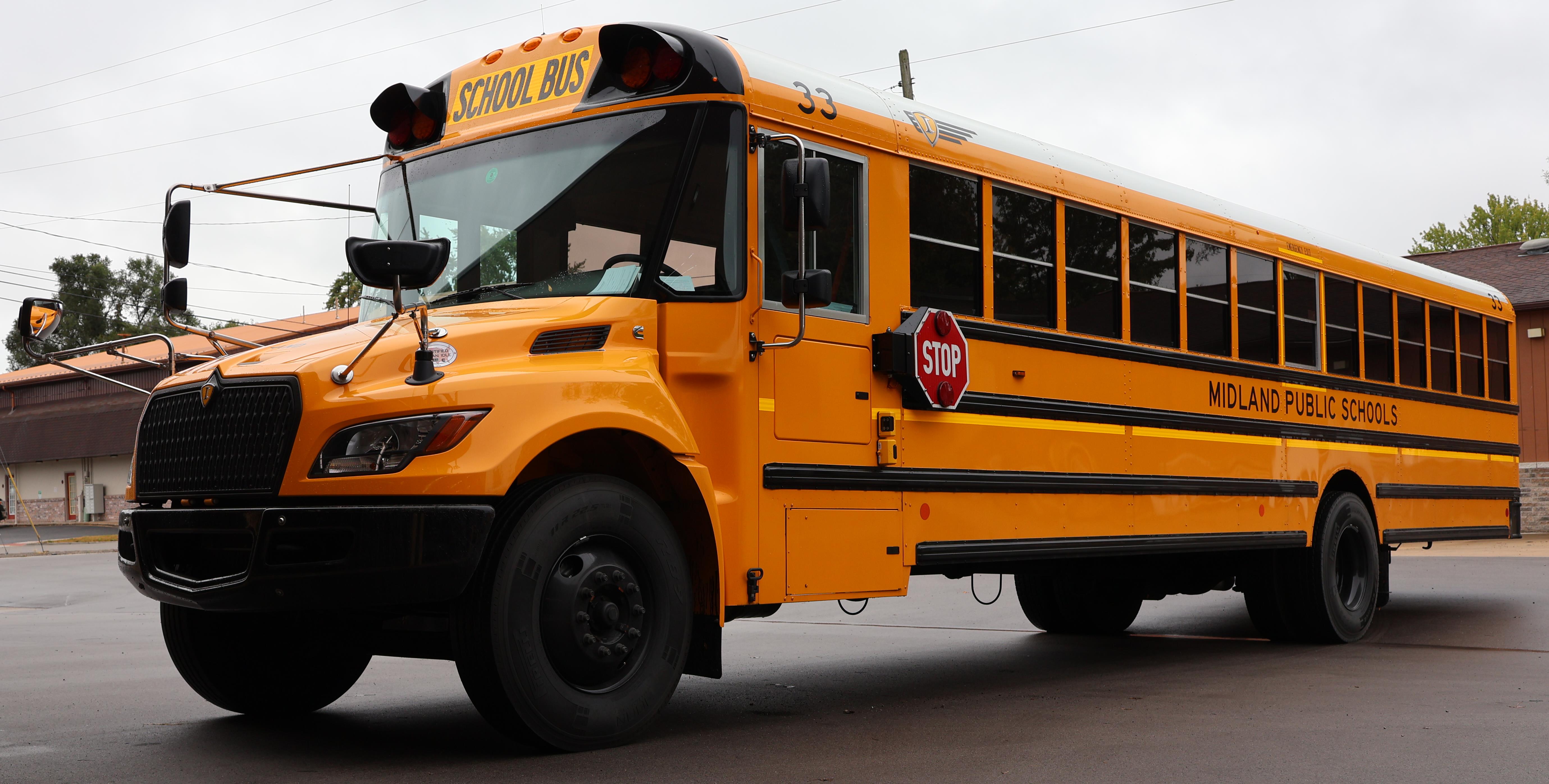 The Midland Public Schools bus fleet includes 37 65-passenger buses and 8 orthopedic buses. The district also has nine substitute 65-passenger buses and two substitute orthopedic buses. The Midland Public Schools bus fleet includes 37 65-passenger buses and 8 orthopedic buses. The district also has nine substitute 65-passenger buses and two substitute orthopedic buses.