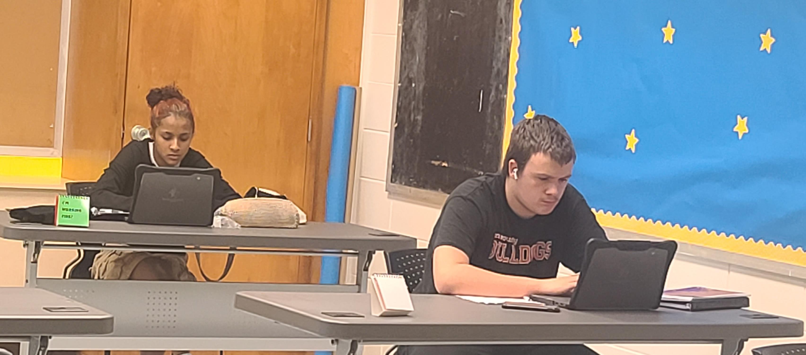 Students working hard on their school work.