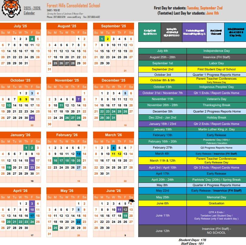 Forest Hills School Calendar Forest Hills School Calendar