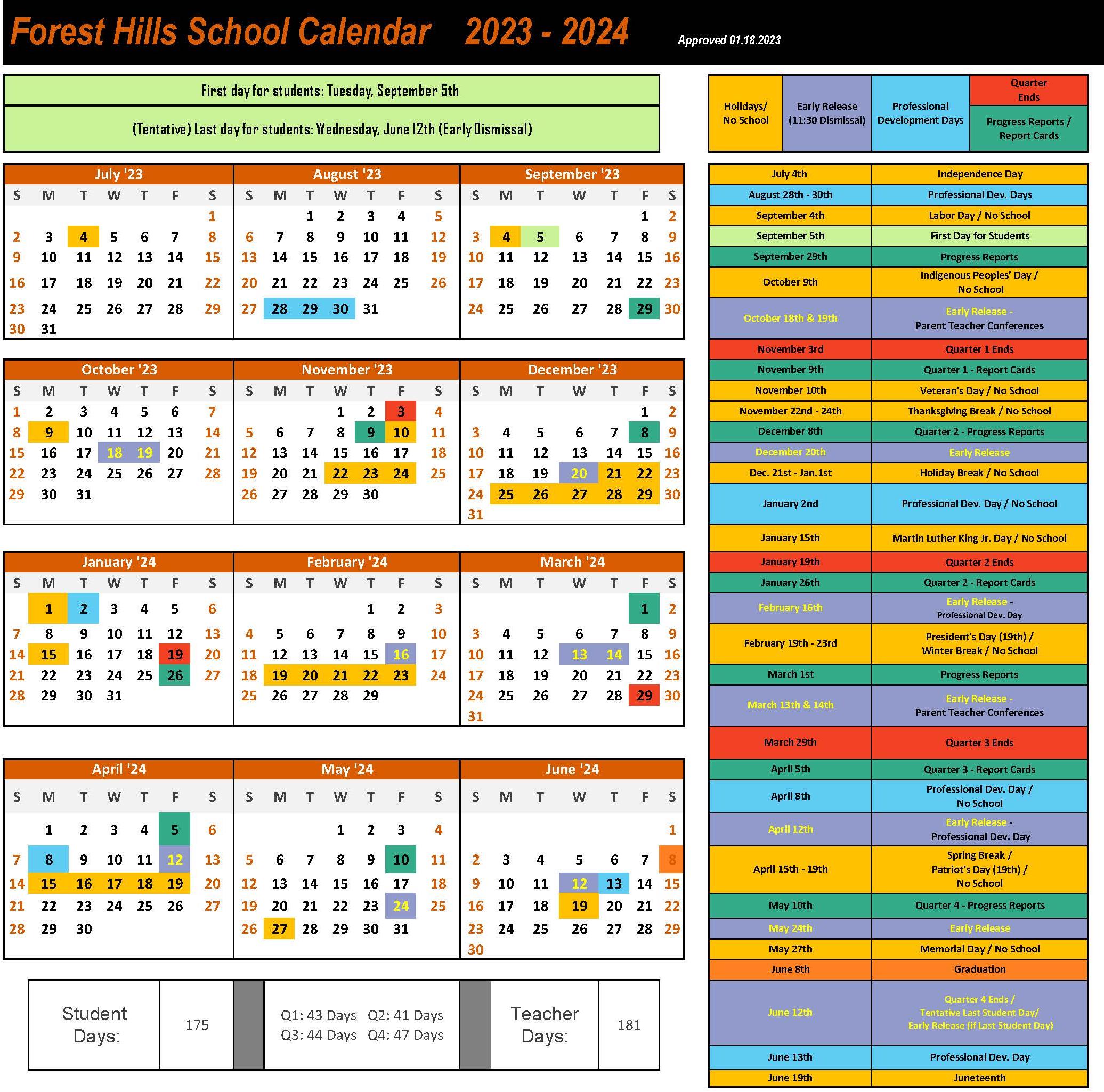 Forest Hills School Calendar