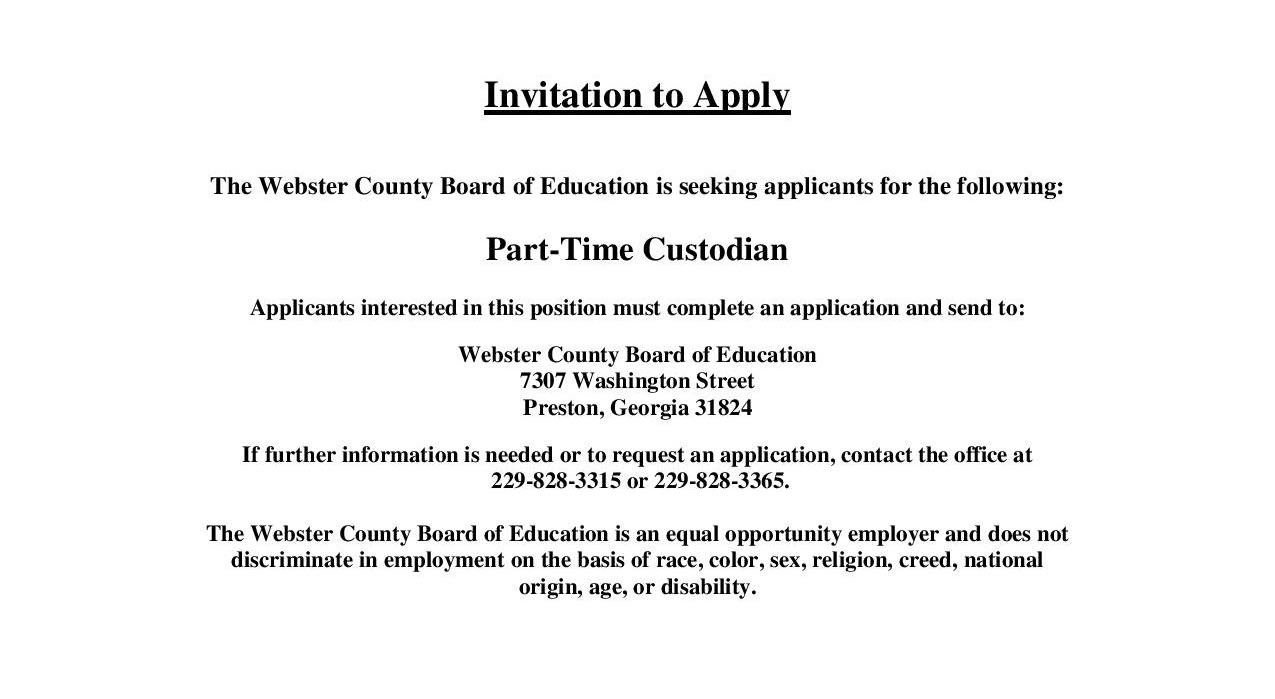 Part-Time Custodian Part-Time Custodian