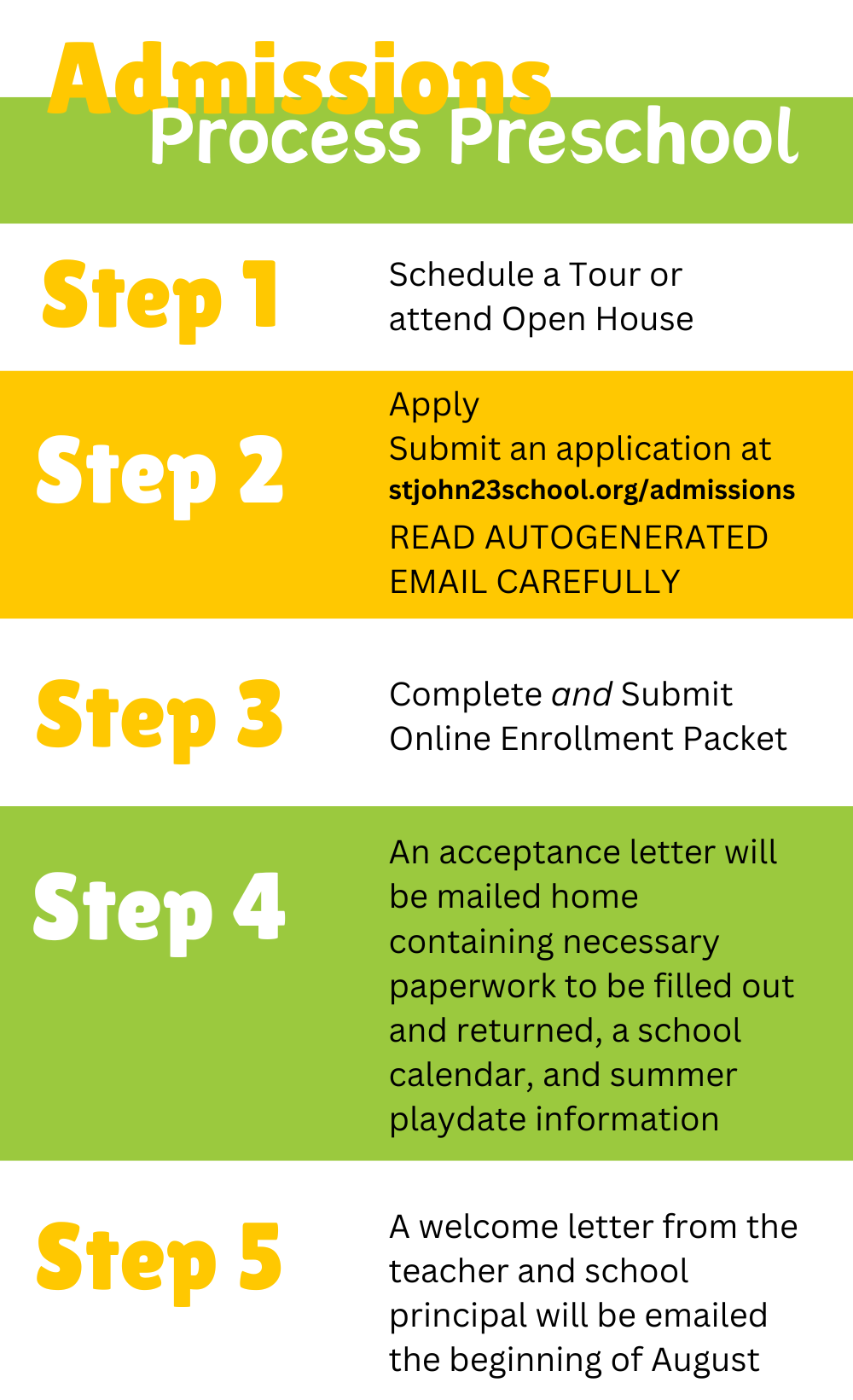 Preschool Admissions Preschool Admissions