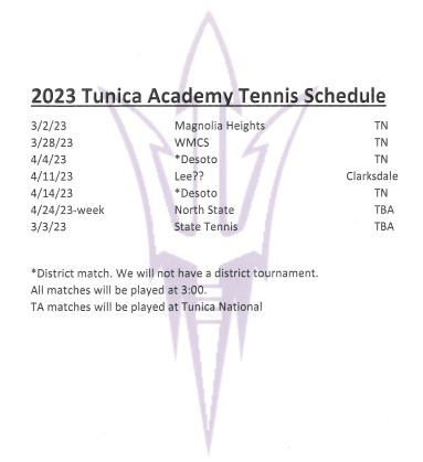 2023 Tennis Schedule
