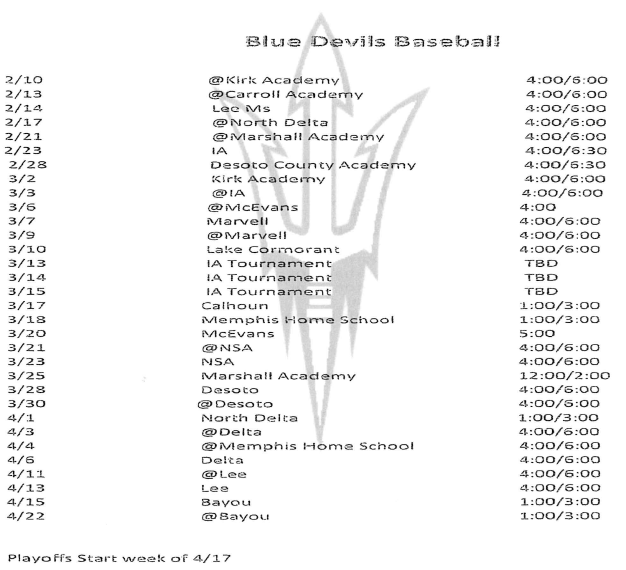 2022-2023 Baseball Schedule