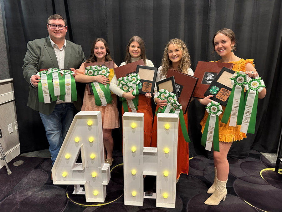 We are so proud of our 4-H members, Lily Boswell, Madelyn Harrell, Amelia Maxon, and Samantha Pfister, for winning the Consumer Decision Making Contest at the FCS National Championship in San Antonio, Texas. These 4-H members have dedicated six months of preparation for this moment. Their experience is only possible with the support and generosity of local Franklin County businesses, organizations, and individuals.