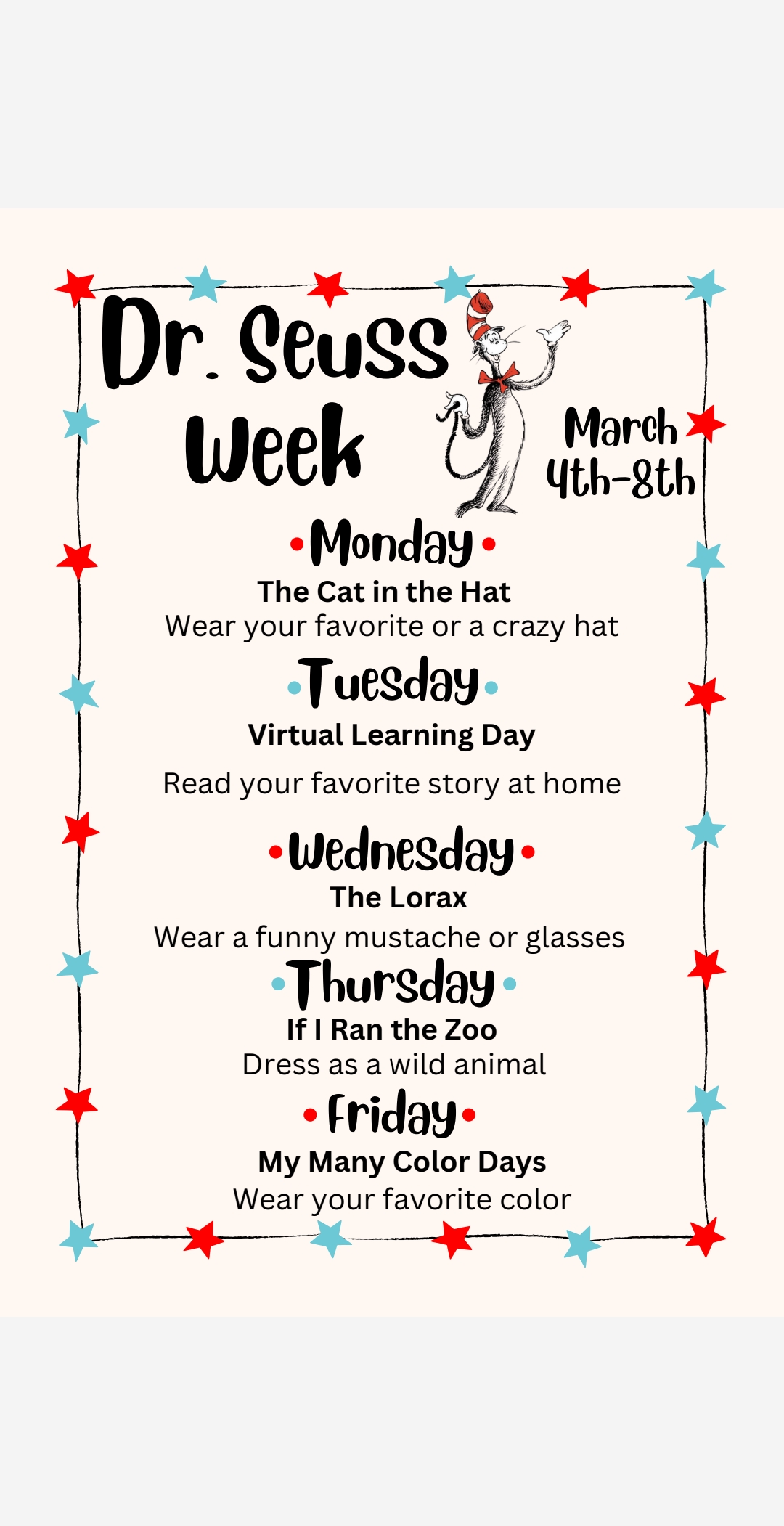 Dr. Seuss Week Activities