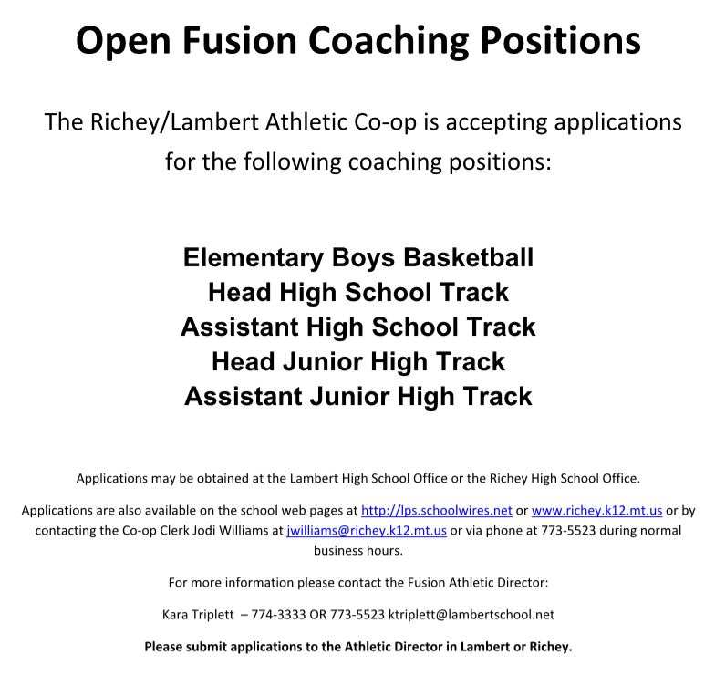 Open Fusion Coaching Positions
