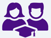 icon of male and female student with graduation cap