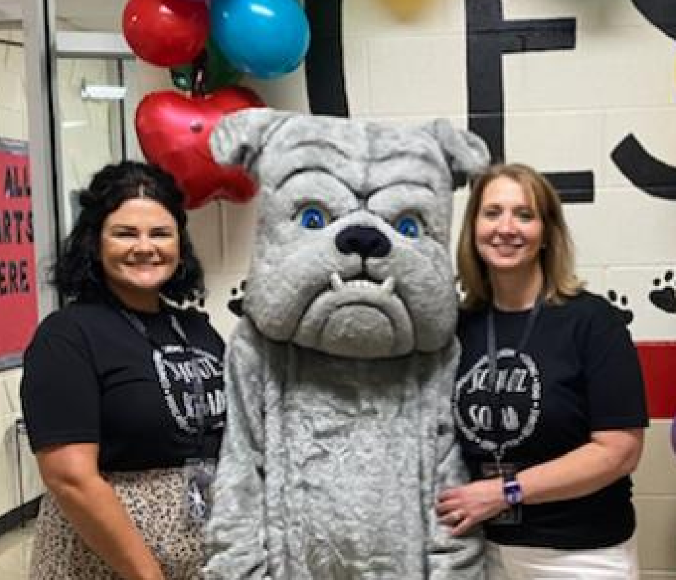 Principals with bulldogs mascot