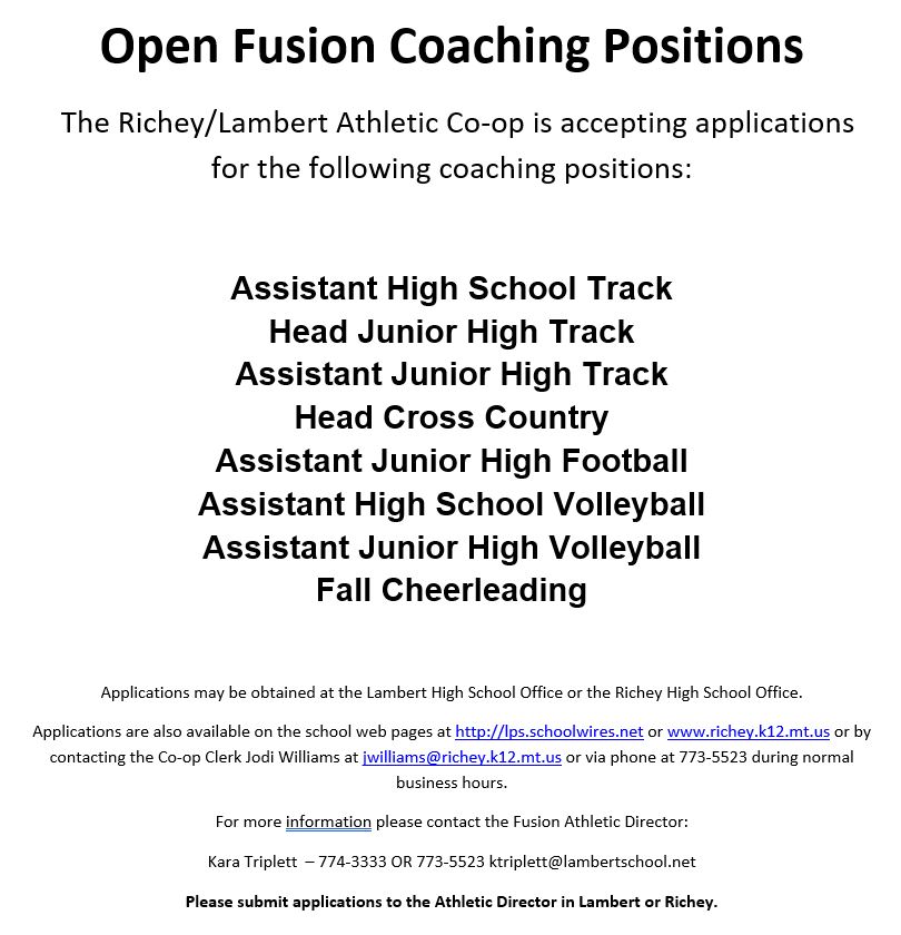 Open Coaching Positions