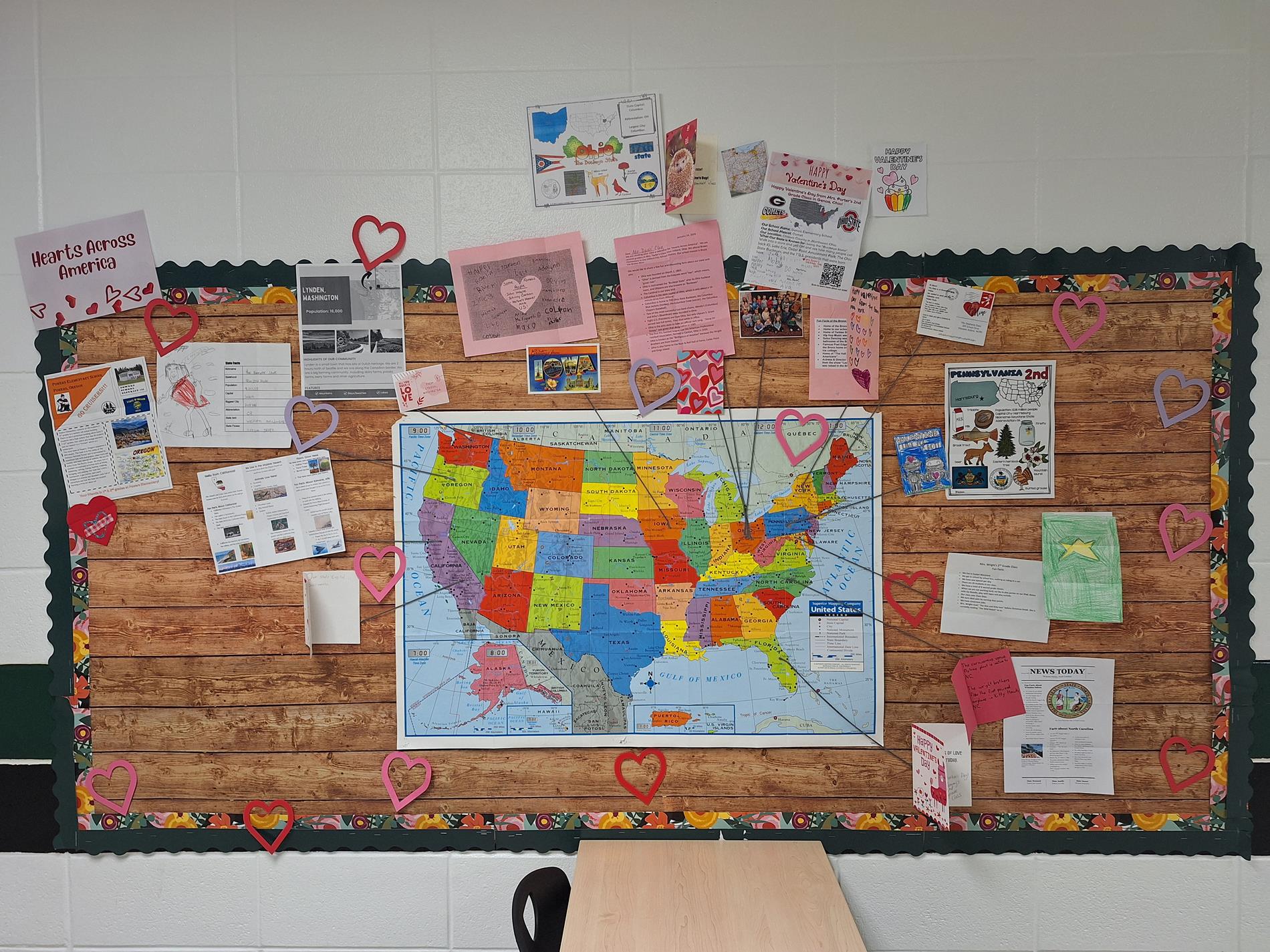 We collected Valentine Cards from around the United States. We enjoyed learning about each state!
