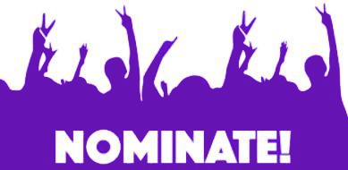 clipart of the word NOMINATE and people holding up their hands in the background