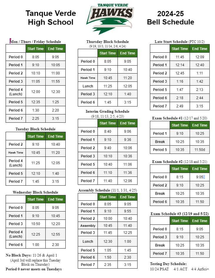 2024-2025 Bell Schedule