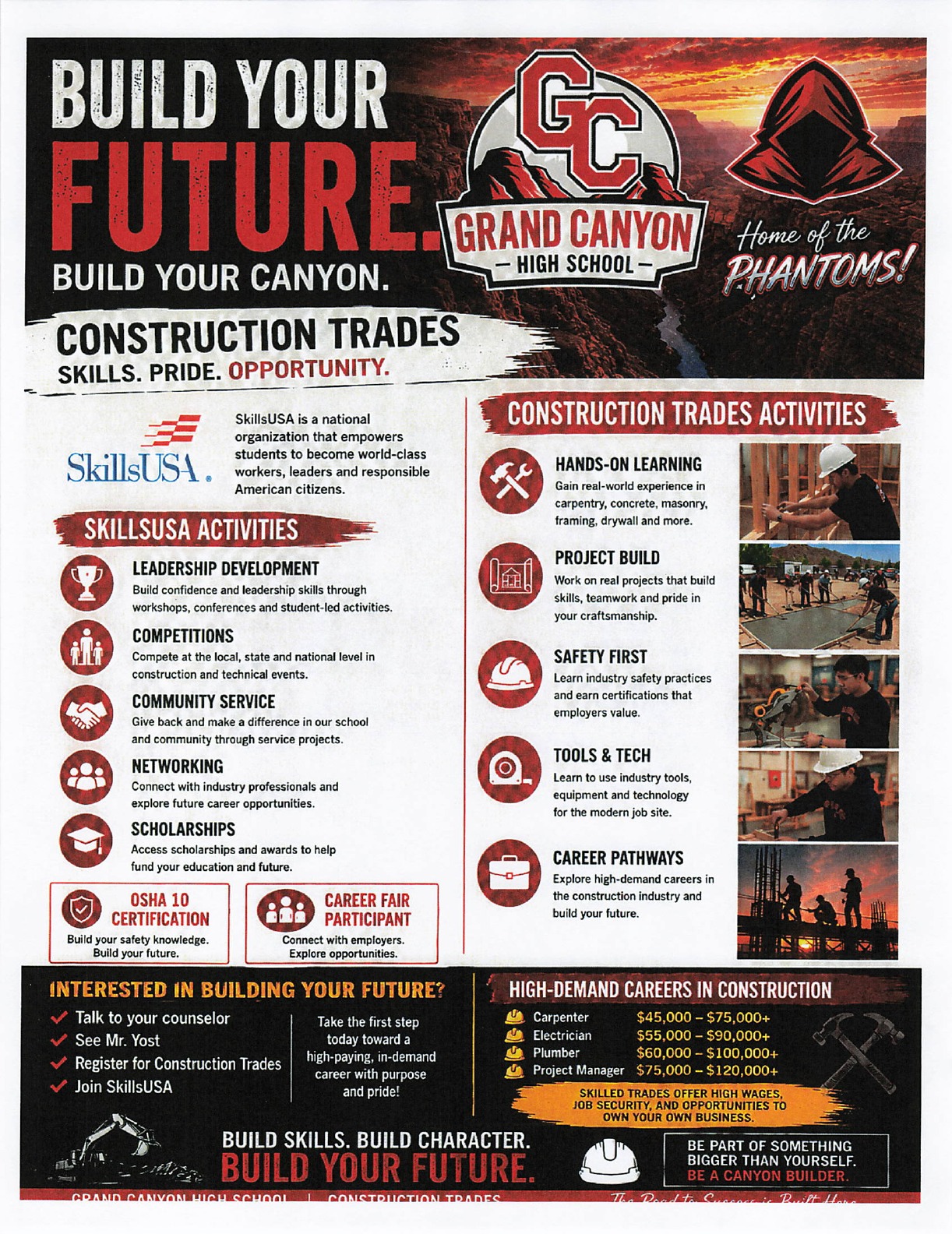 Grand Canyon High School Construction Trades flyer