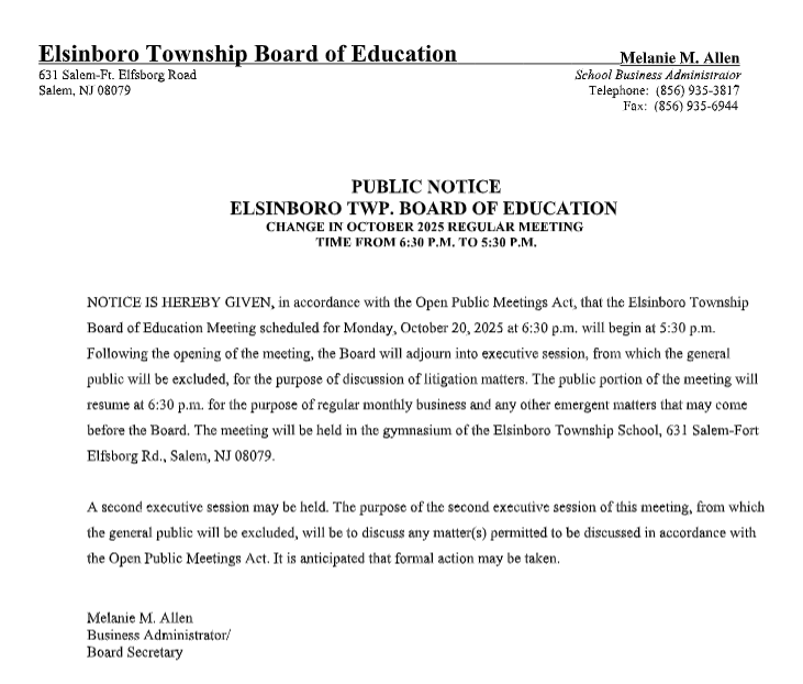 board meeting october notice