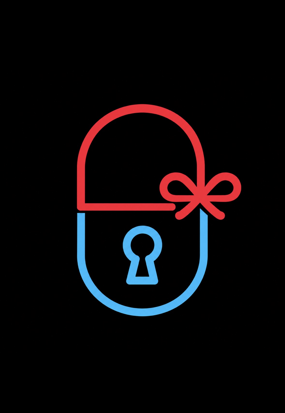 Black background.  image of a lock with a red ribbon. "Be Aware. 