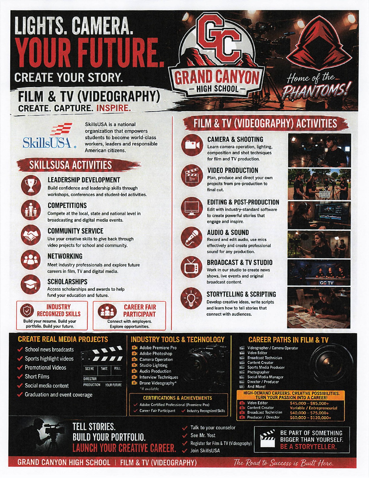 Grand Canyon High School Film and TV Videography flyer