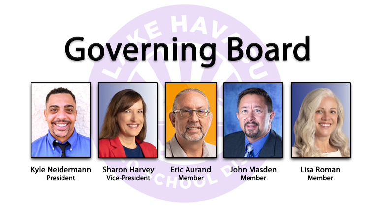 picture of board members: Eric Aurand - President, Kyle Neidermann - Vice President, Archana Aliyar - Member, John Masden - Member, and Lisa Roman - Member