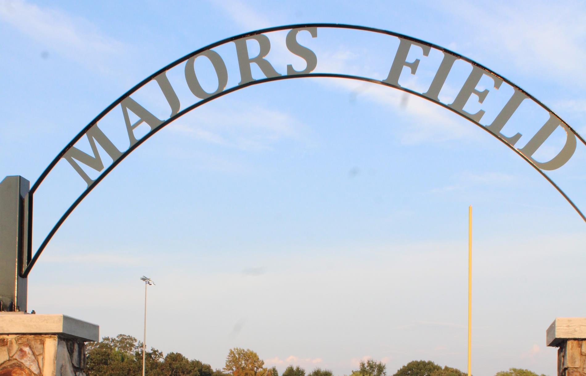 Majors Field sign at Huntland School Football field entrance
