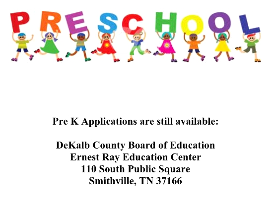 Pre K Application are Still Available