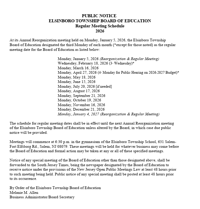 Board Meeting Schedule