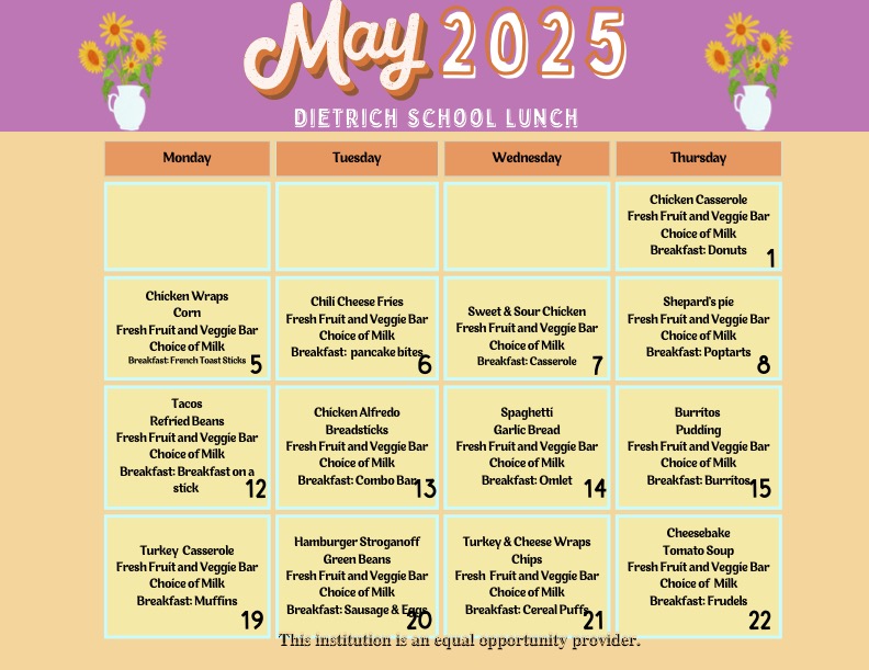 April Lunch Menu 