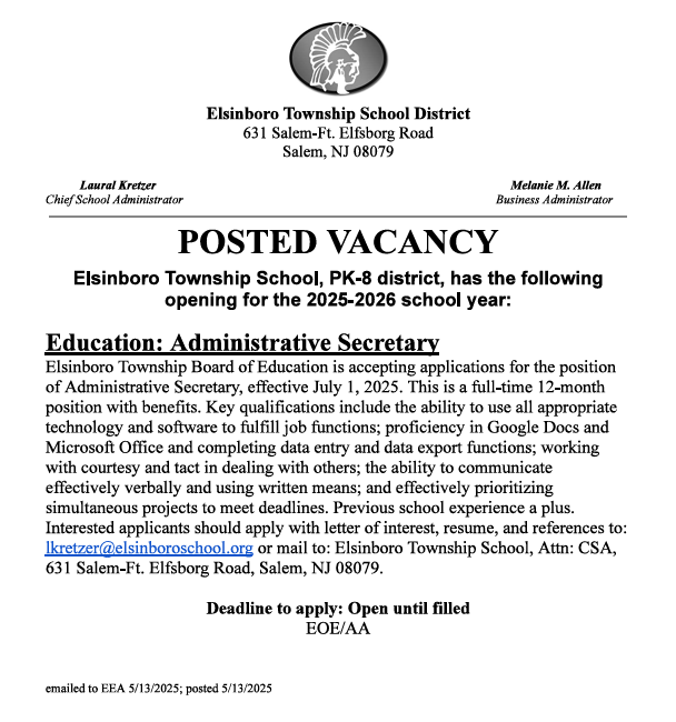 administrative secretary posting
