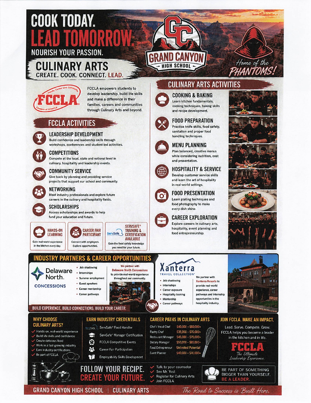 Grand Canyon High School Culinary Arts flyer